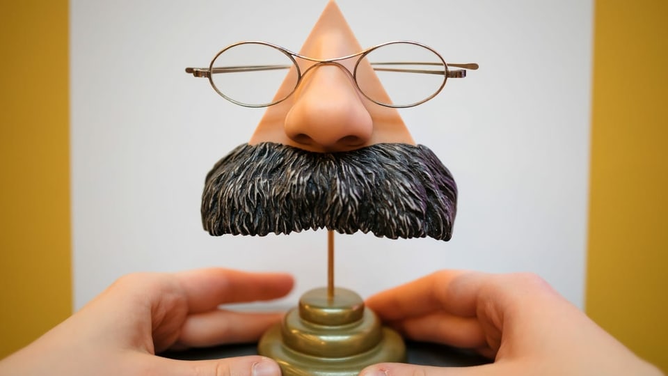 Ein Nietzsche-Brillenständer mit grossem Schnauz