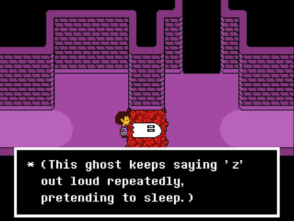 (This ghost keeps saying 'z' out loud repeatedly pretending to sleep.)