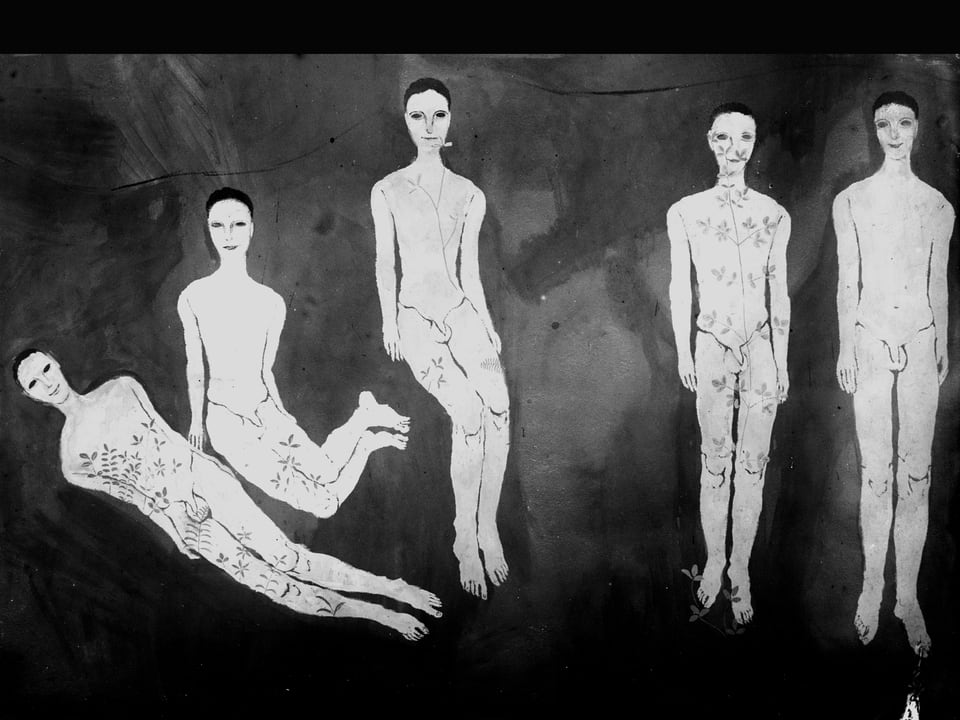 Schwarz-weiss-Gemälde mit nackten Körpern