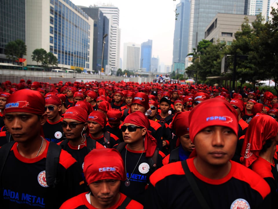 Indonesische Gewerkschafter in Jakarta