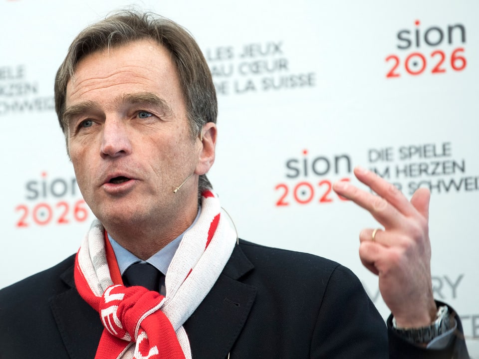 Jean-Philippe Rochat beim Kick-off für die Winterspiele Sion 2026