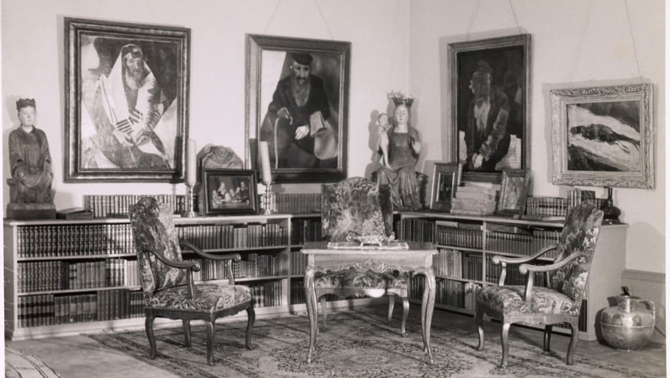 Salon von Karl im Obersteg im Gellert in Basel mit weltberühmten Meisterwerken an den Wänden. 