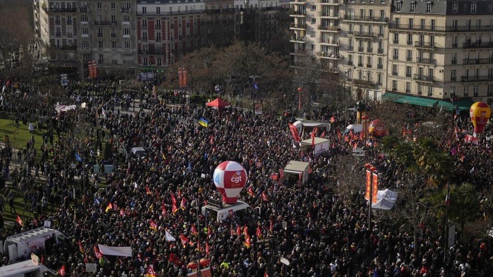Demonstrationszug in Paris. 