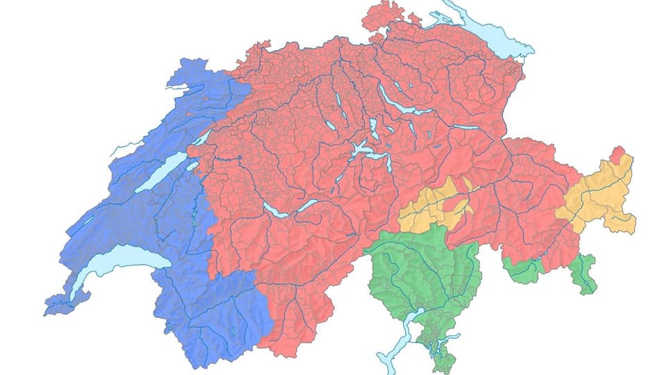 Karte mit Schweizer Sprachregionen