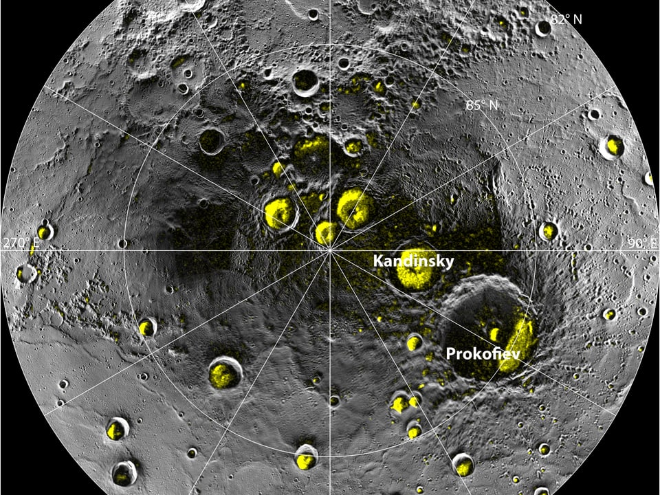 Klar erkennbare Krater auf der Merkur-Oberfläche