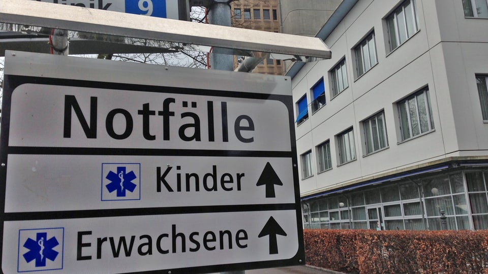 Wegweiser zum Notfall auf dem Areal des Kantonsspitals Aarau