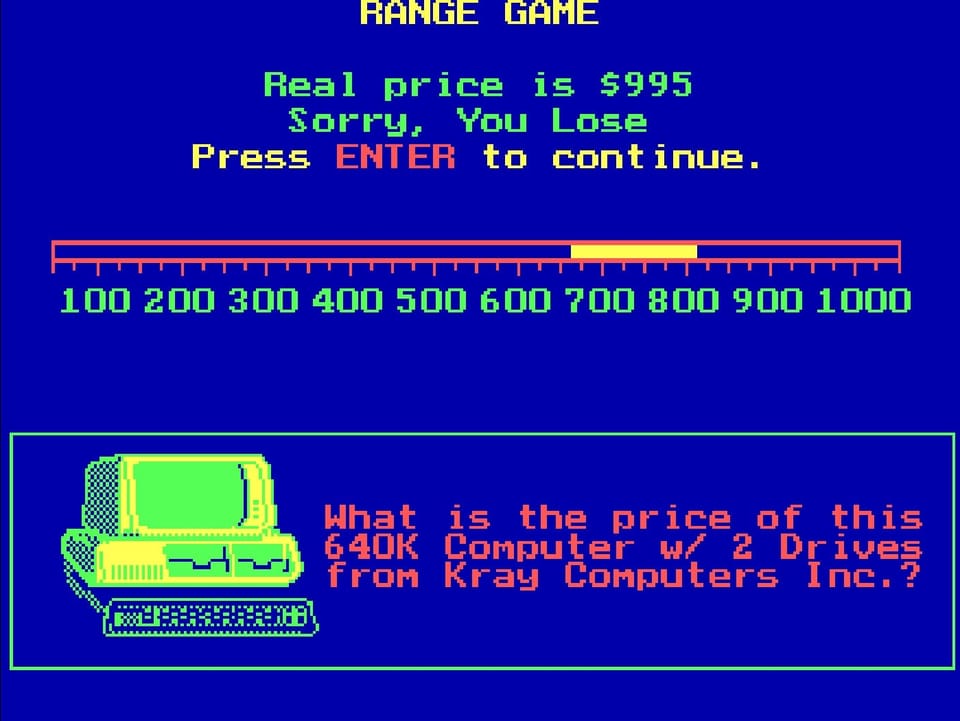 Eine Spielszene aus dem MS-DOS-Game «The Price Is Right»