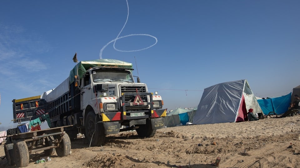 Ein Lastwagen in Rafah