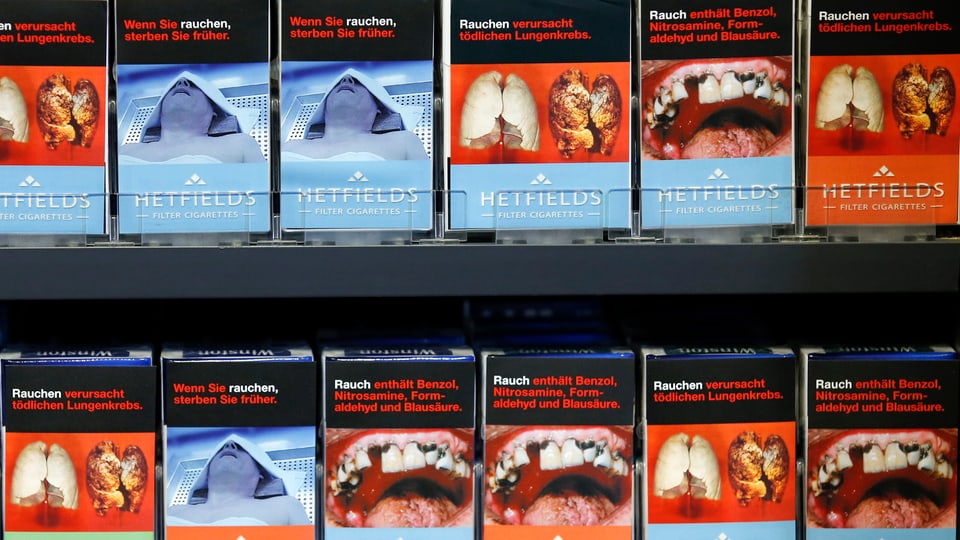 Deutsche Zigarettenschachteln mit Schockbildern