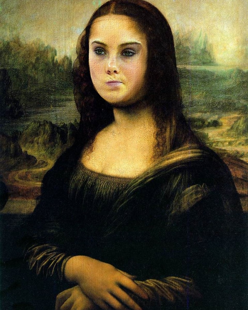 In dieser Bildmontage wurde der Kopf der Turnerin McKayla Maroney auf das Gemälde der Mona Lisa montiert.