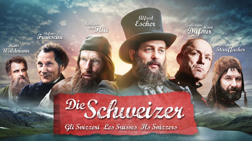 Sechs einflussreiche Persönlichkeiten der Schweizer Geschichte auf dem Keyvisual zur Reihe «Die Schweizer».