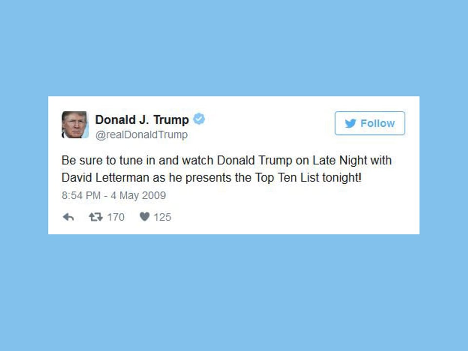 Erster Tweet von Donald Trump.