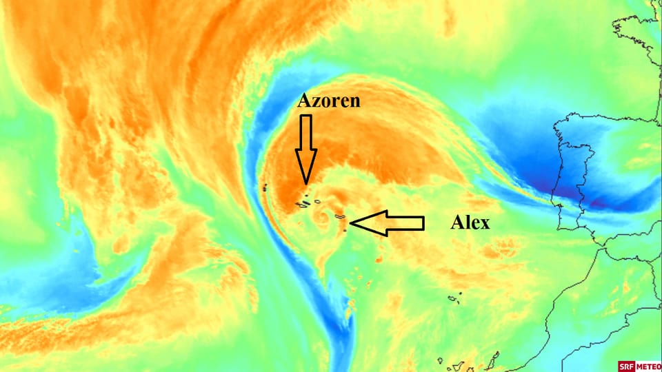 Hurrikan "Alex" erreichte heute von Süden die Azoren.