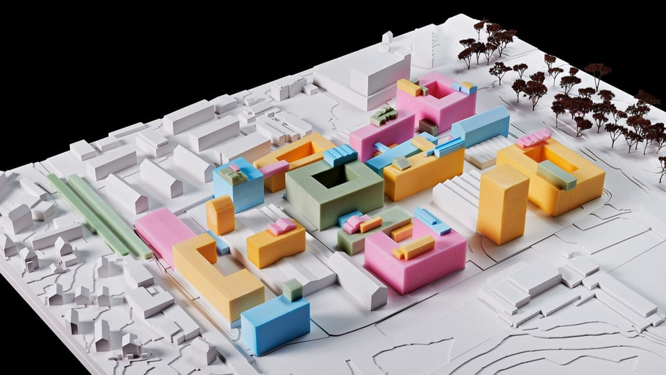 Modell eines neuen Berner Stadtquartiers.