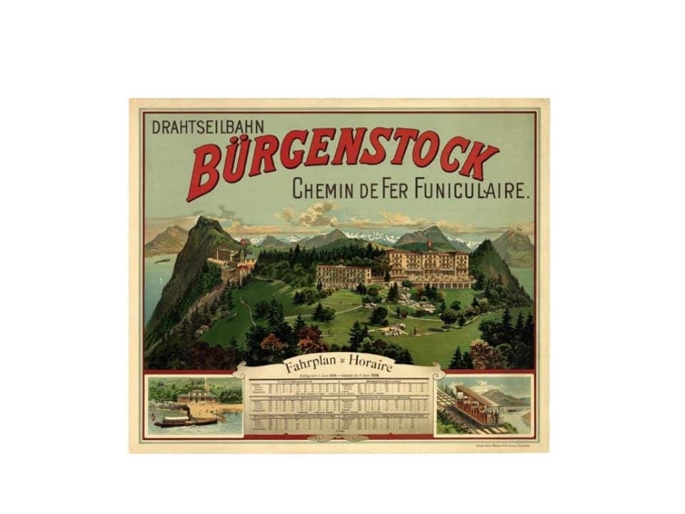 Historisches Plakat: Werbung für die Bürgenstock-bahn