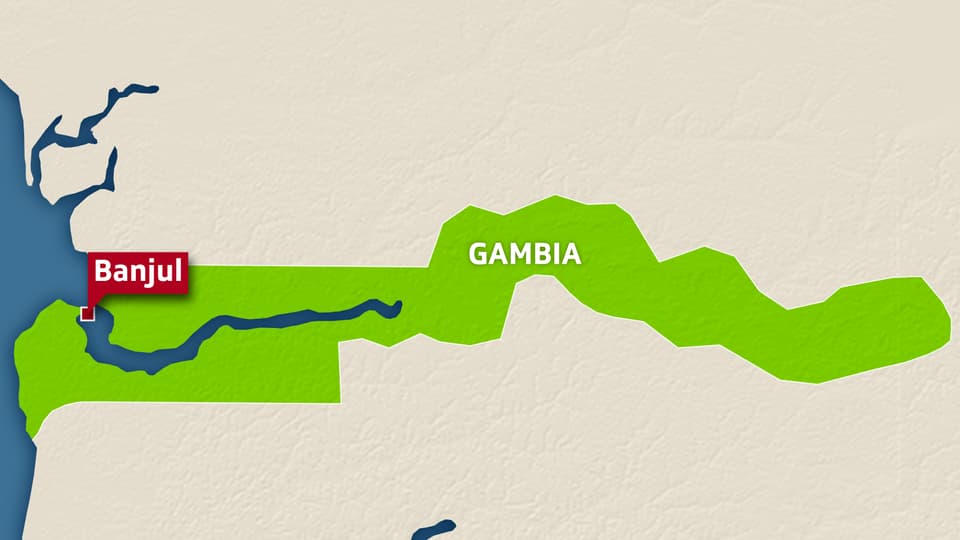 Karte von Gambia in Westafrika.