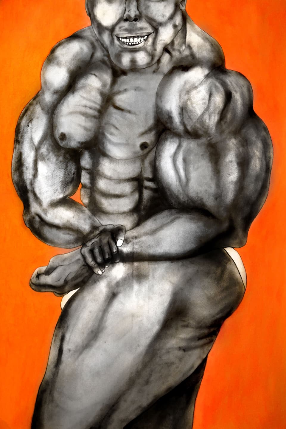 Zeichnung: Mann in Bodybuilderpose.