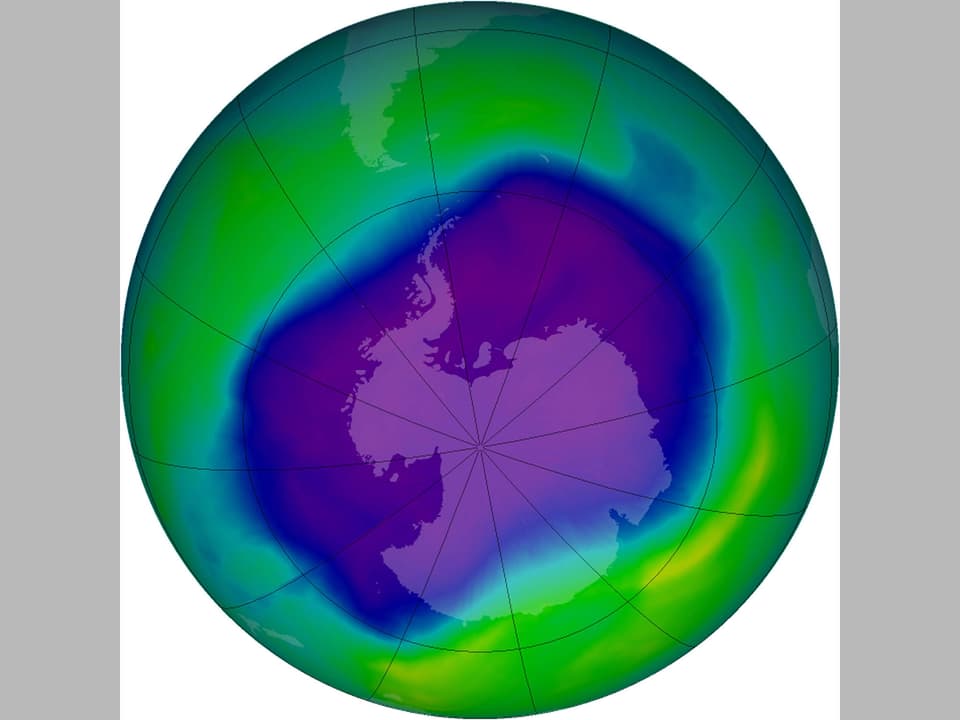 Das Ozonloch über der Antartktis wähend seiner grössten Ausdehnung im Jahr 2006