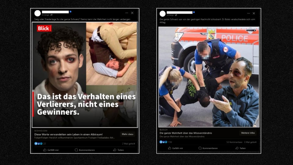 Seit dem Erfolg am Eurovision Songcontest wird auch Nemo häufig für solche Fake-Werbungen missbraucht. 