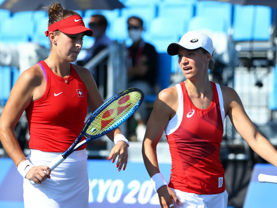 Belinda Bencic und Viktorija Golubic bei ihrem gemeinsamen Auftritt im Doppel.