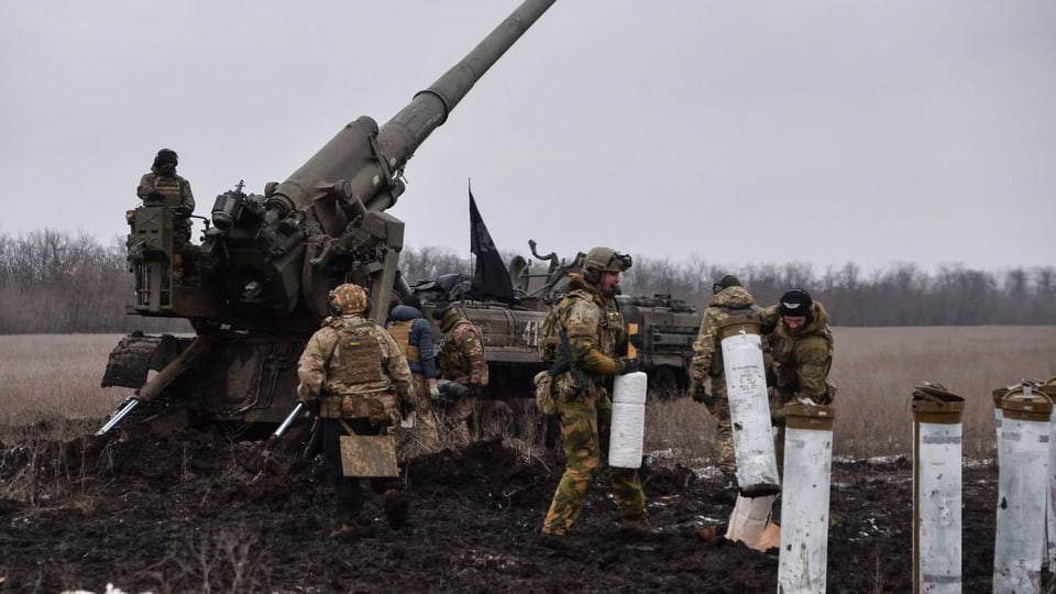 Ukrainische Truppen bei Bachmut.