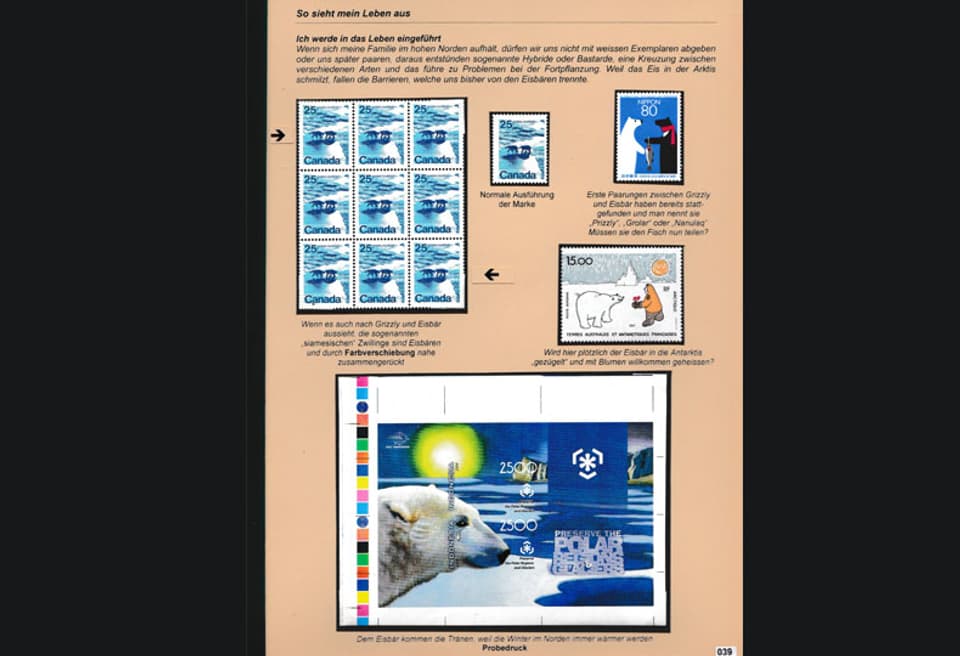 Seite aus Briefmarkensammlung.
