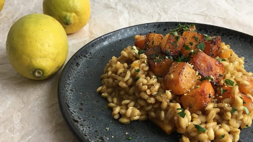 Gerstotto mit Kürbis und Yuzu