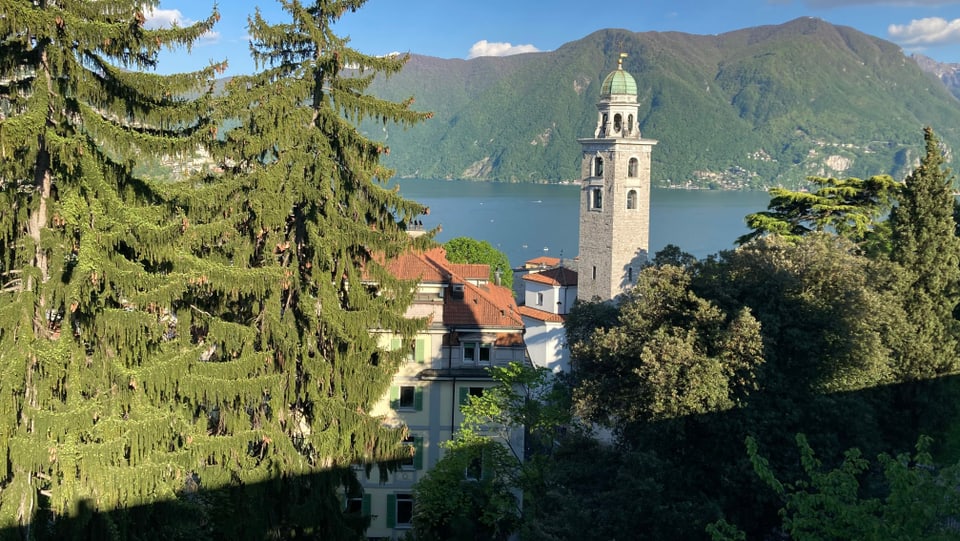 33 Grad in Lugano Blick vom Bahnhof Lugano Richtung See.