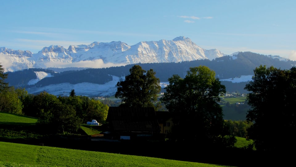Blick auf den Säntis im Alpsteinmassiv.