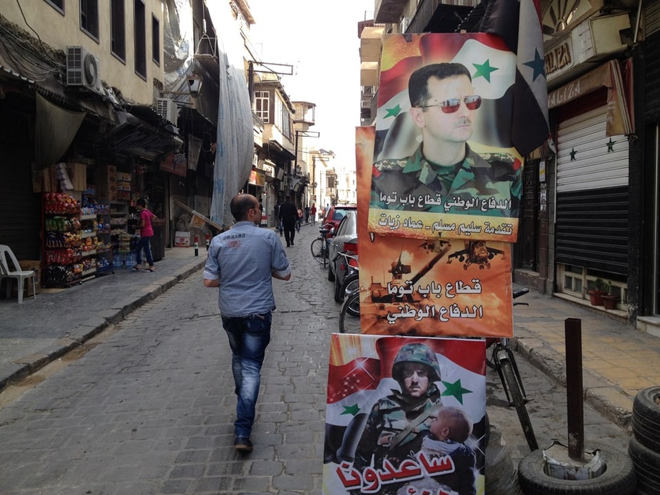 Bild von Bashar al-Assad in der Altstadt von Damaskus