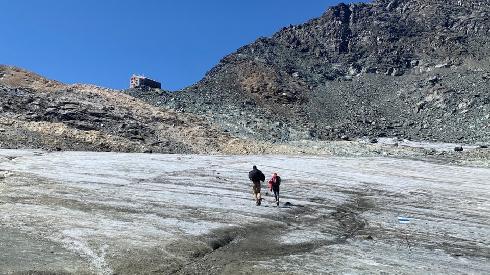 zwei menschen auf gletscher