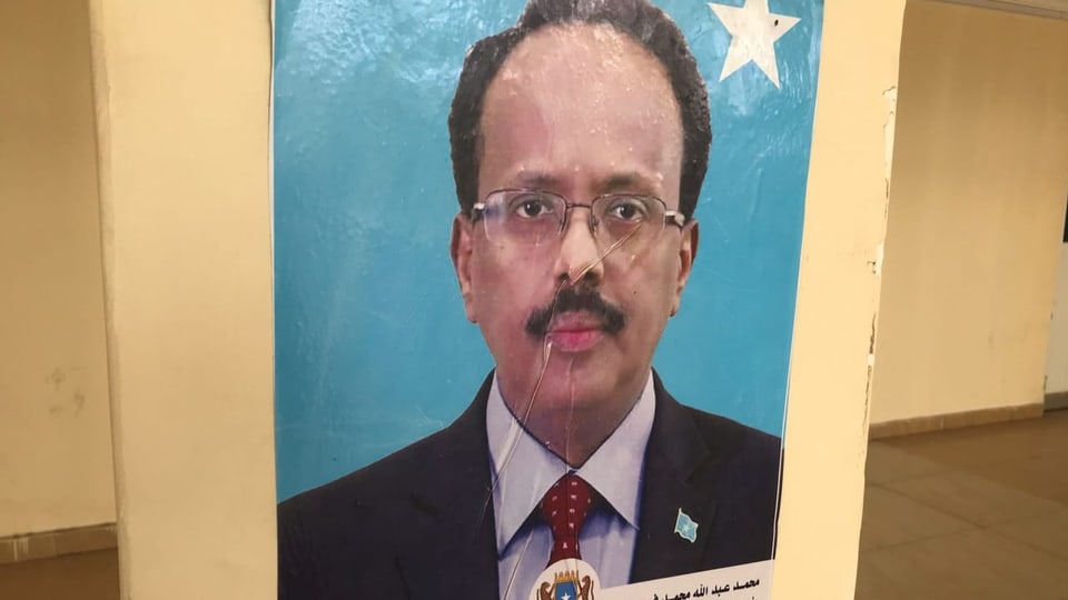 Wahlplakat des amtierenden Präsidenten in Mogadischu