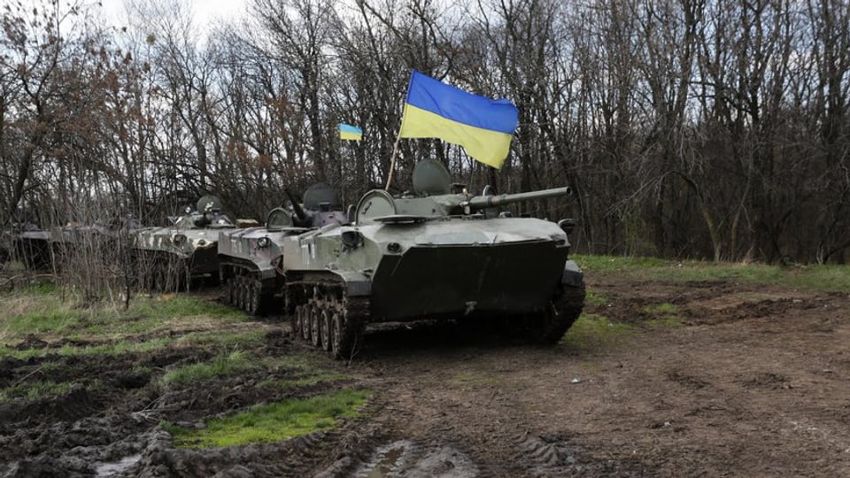 Ukrainische Militärfahrzeuge, fotografiert am 15. April.