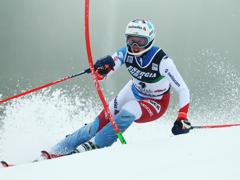 Michelle Gisin während eines Slalom-Rennens