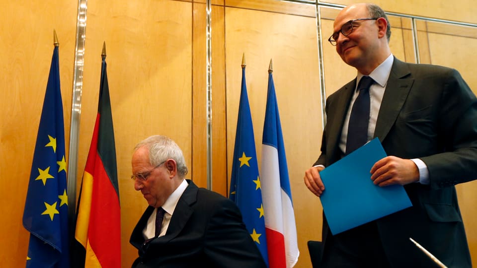 Wolfgang Schäuble und sein französischer Amtskollege Pierre Moscovici