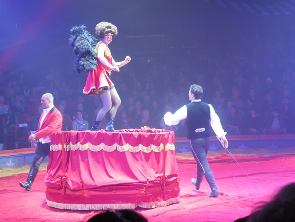 Die Künstlerin Regula Esposito für einmal nicht auf der Kleintheaterbühne, sondern in der Zirkusmanege.