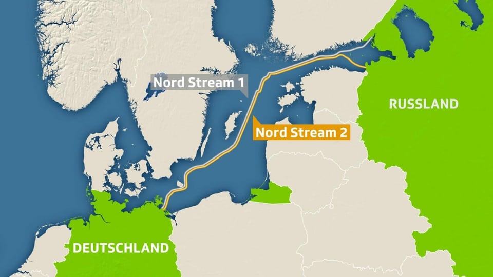 Karte der Pipeline zwischen Deutschland und Russland