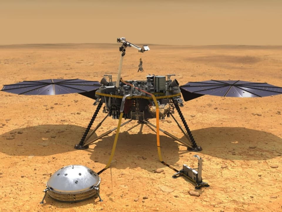 Auf dem Mars hob der «Insight»-Roboter Bodenproben aus.
