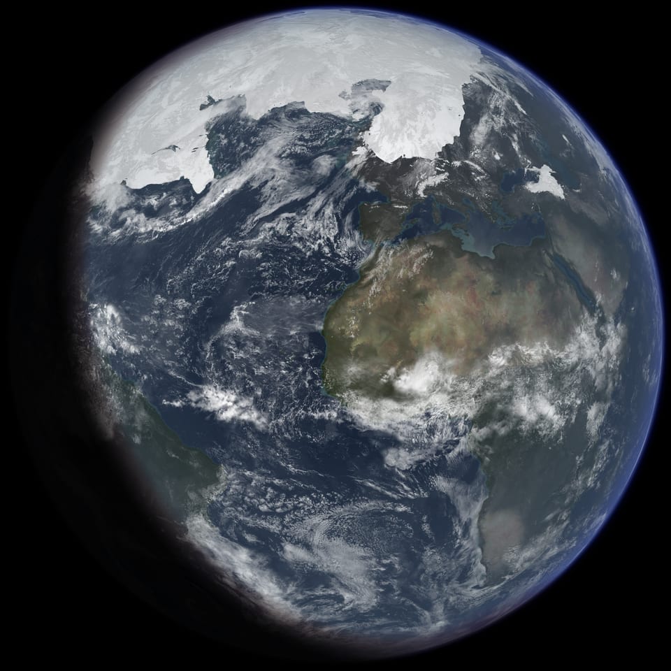 So oder ähnlich könnte die Erde während der letzten Eiszeit ausgesehen haben, wie die computergenerierte Visualisierung zeigt.