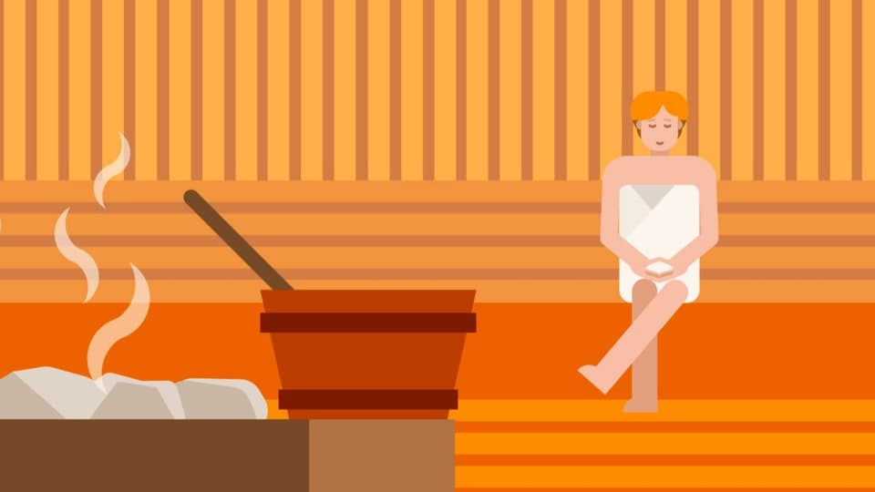Illustration einer Sauna. 