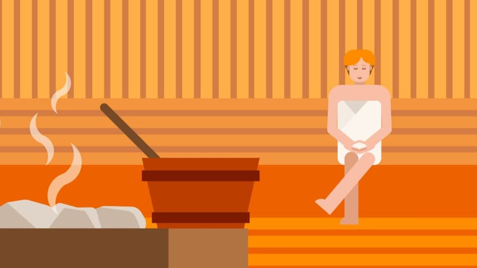 Illustration einer Sauna.