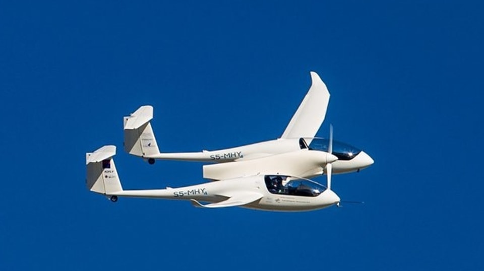 HY4: Zwei Rümpfe, ein Flügel und ein Propeller, angetrieben mit Strom aus einer Brennstoffzelle.
