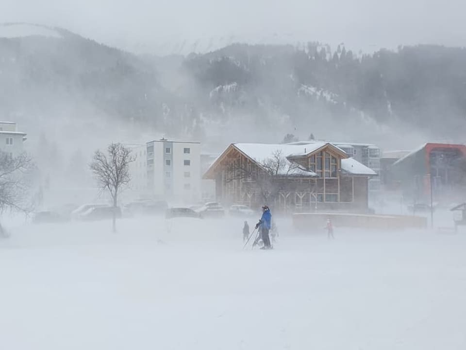 Stürmisches Wetter in Davos