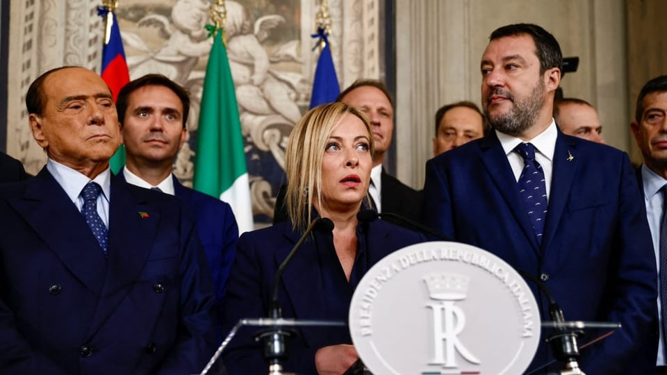 Berlusconi, Meloni und Salvini.