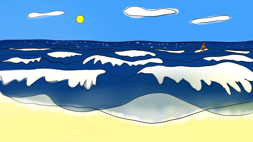 Wellen an einem Sandstrand