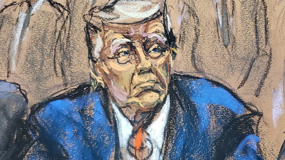 Gerichtszeichnung von Donald Trump