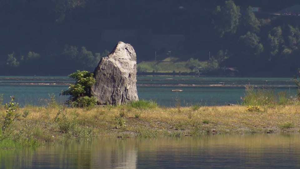 Ein Stein auf einer Insel im Urnersee
