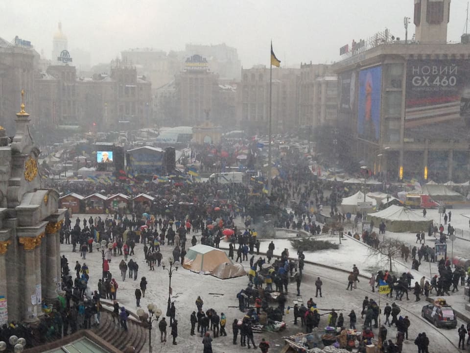 Blick auf den Unabhängigkeitsplatz, den Maidan, in Kiew