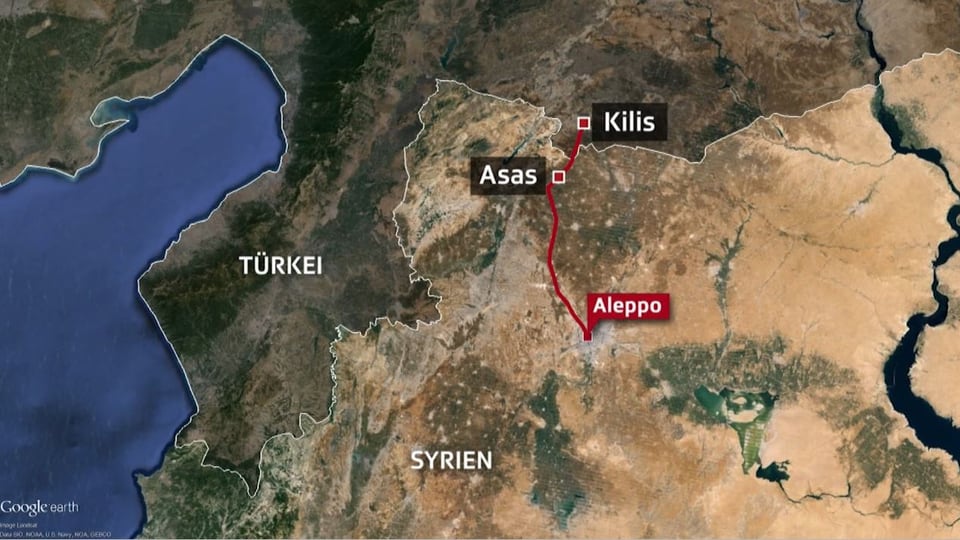 Kartenausschnitt mit Aleppo