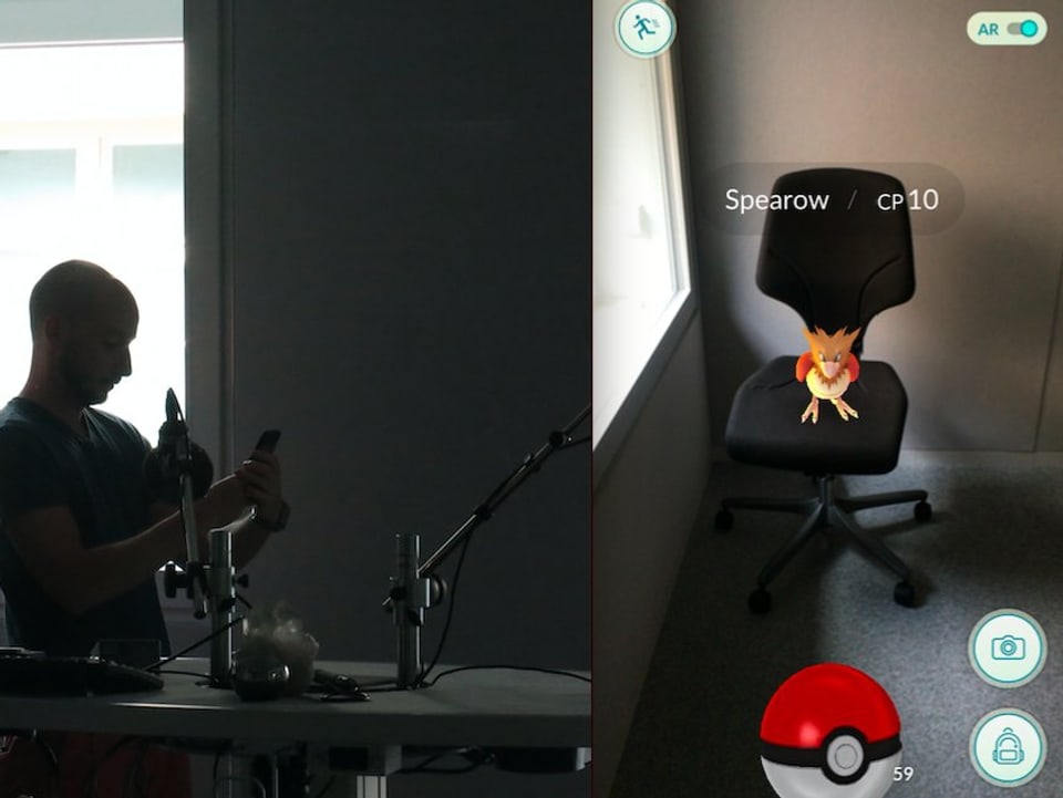 Ein Pokémon im Studio des Regionaljournals.